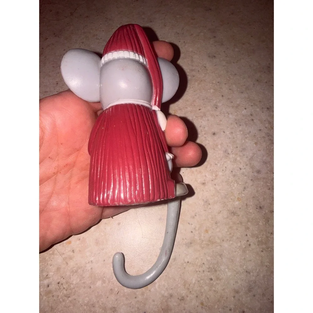 Vintage Christmas Mouse Stocking Hanger Red Nightgown Candle OS